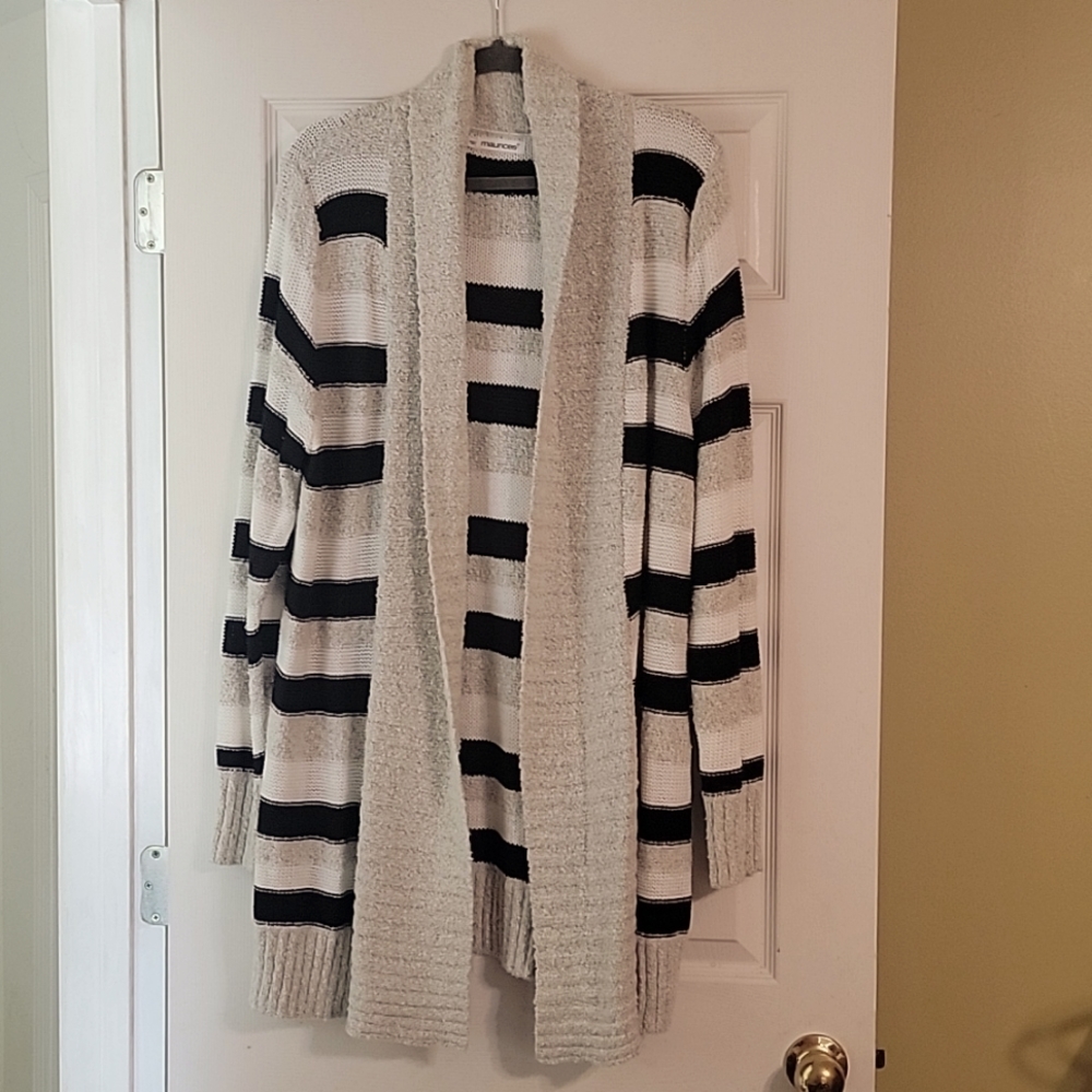 Maurices Multi Texture Striped Open Cardigan, Size 1